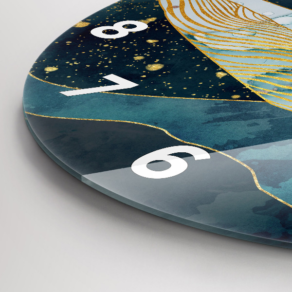 Kulaté skleněné hodiny s fotkou Abstraktní velryba