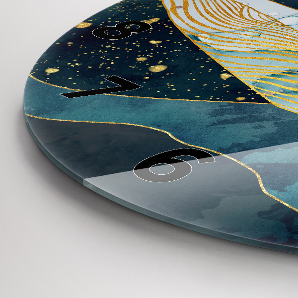 Kulaté skleněné hodiny s fotkou Abstraktní velryba