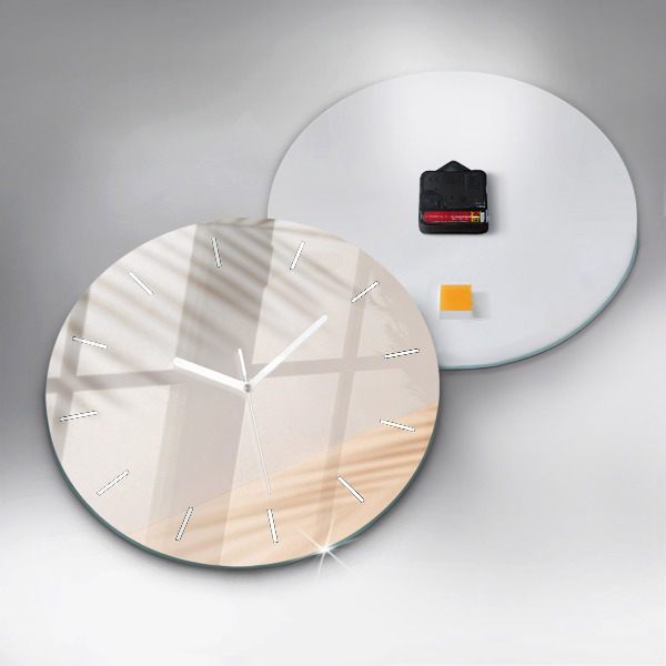 Kulaté skleněné hodiny s fotkou Smetanová abstrakce