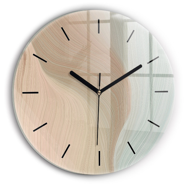 Kulaté skleněné hodiny s fotkou Vlnová abstrakce