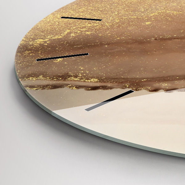 Kulaté skleněné hodiny s fotkou Béžové moderní umění