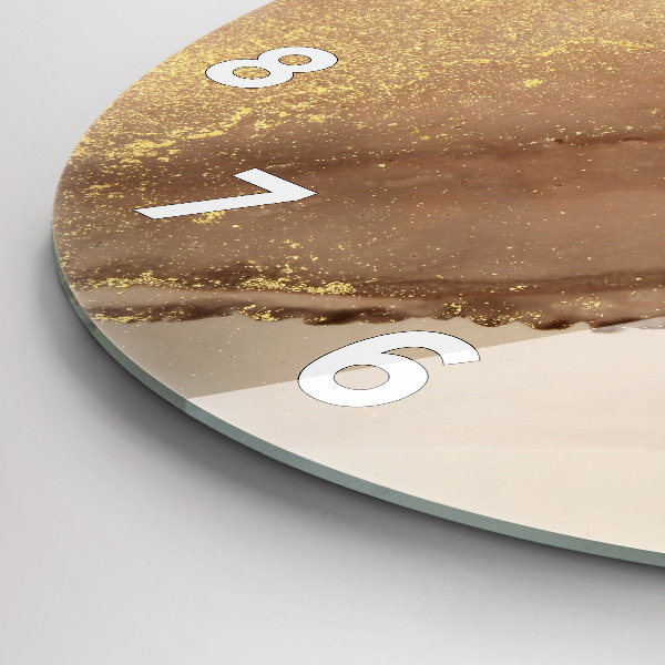 Kulaté skleněné hodiny s fotkou Béžové moderní umění