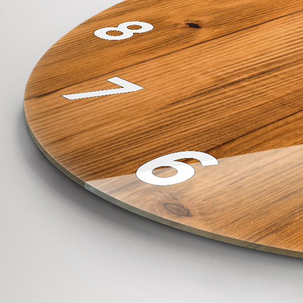 Kulaté skleněné hodiny s fotkou Dřevěná prkna