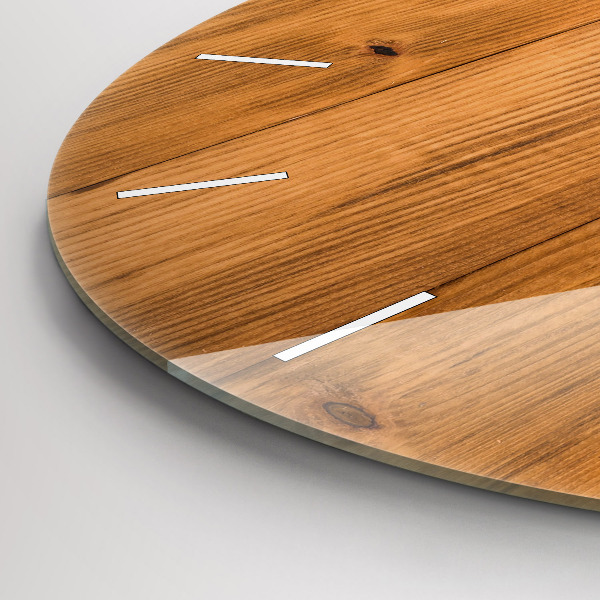 Kulaté skleněné hodiny s fotkou Dřevěná prkna