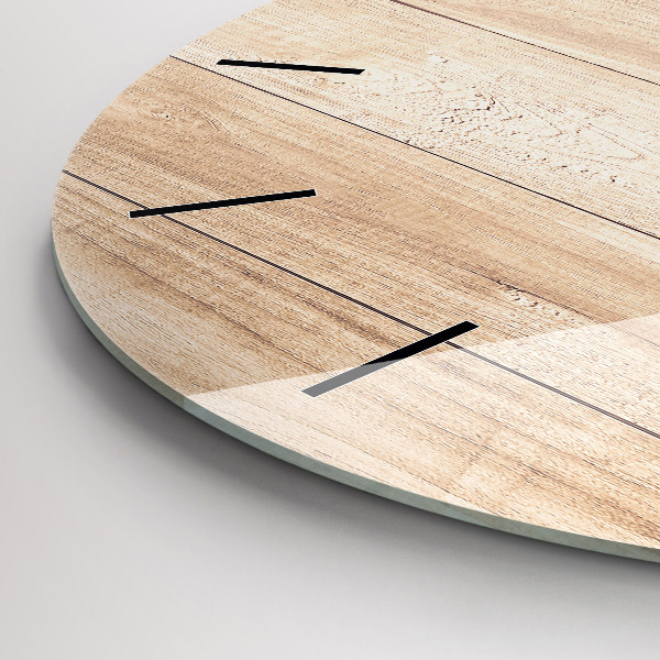 Kulaté skleněné hodiny s fotkou Dřevěná textura