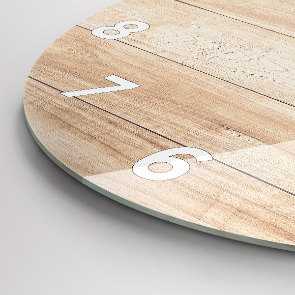 Kulaté skleněné hodiny s fotkou Dřevěná textura