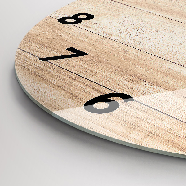 Kulaté skleněné hodiny s fotkou Dřevěná textura