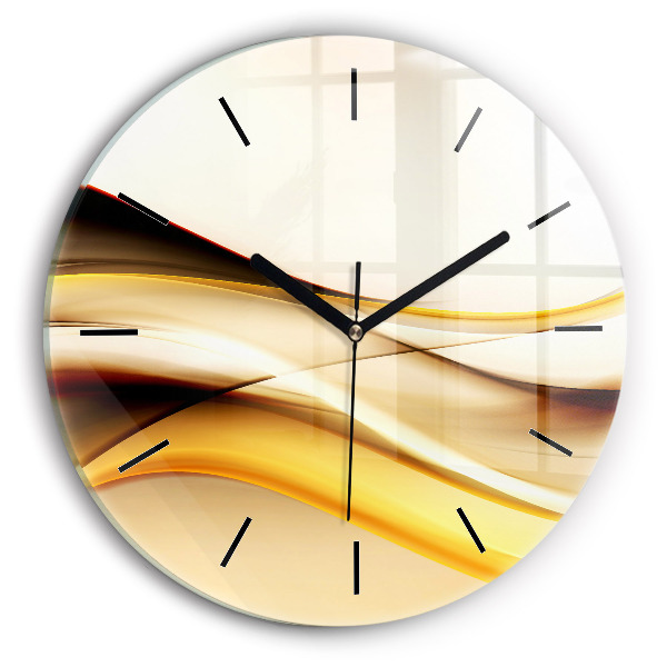 Kulaté skleněné hodiny s fotkou Abstrakce vlny