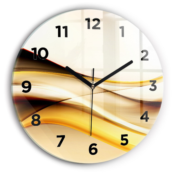 Kulaté skleněné hodiny s fotkou Abstrakce vlny