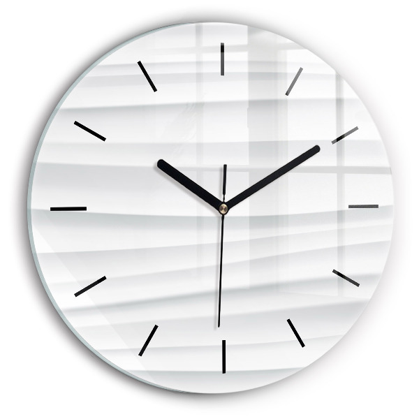 Kulaté skleněné hodiny s fotkou Textura vln