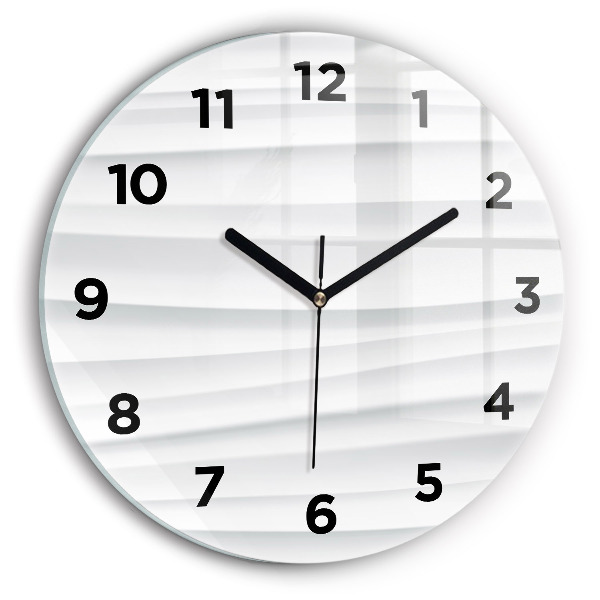 Kulaté skleněné hodiny s fotkou Textura vln