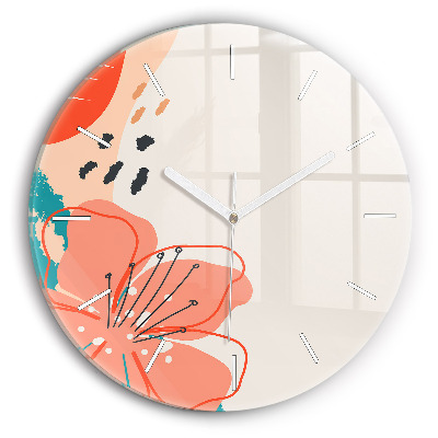 Kulaté skleněné hodiny s fotkou Havajské rostliny