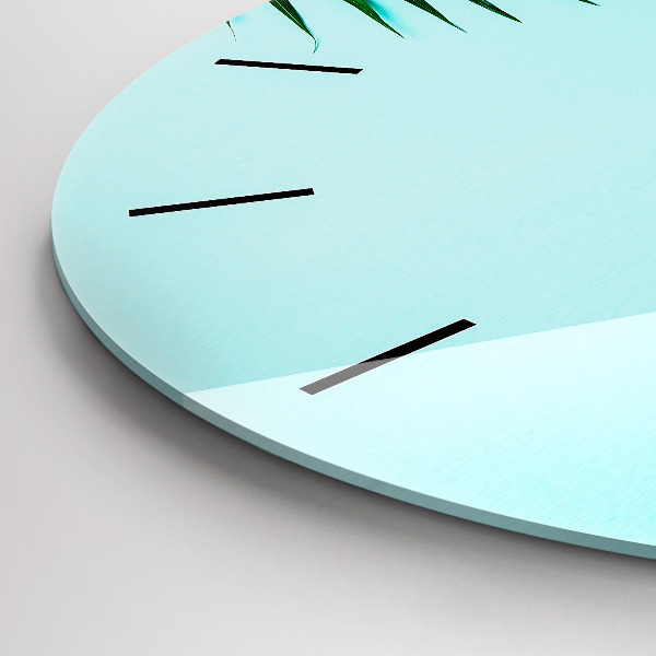 Kulaté skleněné hodiny s fotkou Zelené palmy