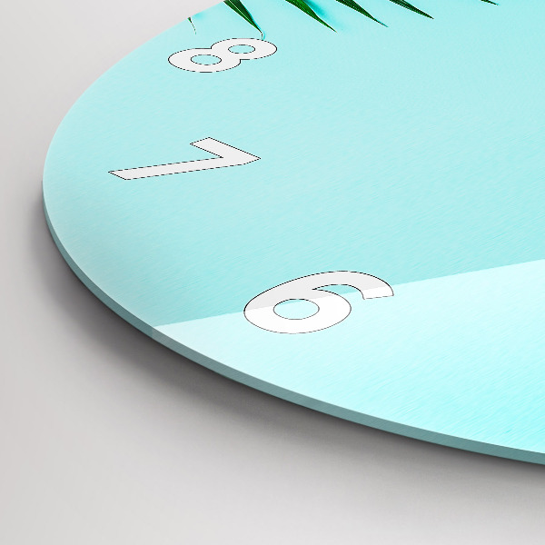 Kulaté skleněné hodiny s fotkou Zelené palmy