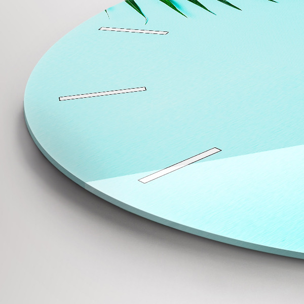 Kulaté skleněné hodiny s fotkou Zelené palmy