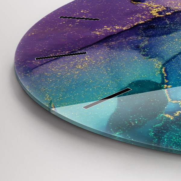 Kulaté skleněné hodiny s fotkou Barevná abstrakce