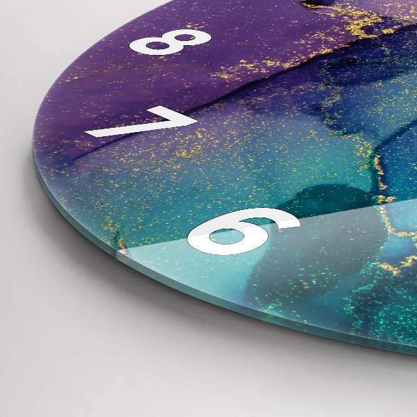 Kulaté skleněné hodiny s fotkou Barevná abstrakce