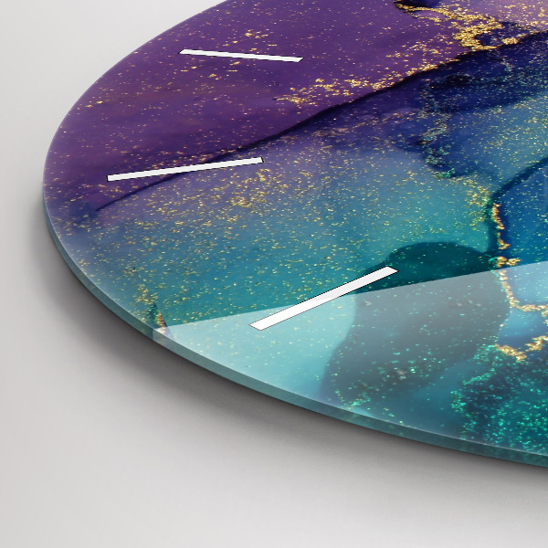 Kulaté skleněné hodiny s fotkou Barevná abstrakce