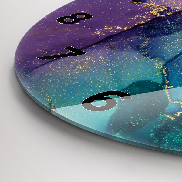 Kulaté skleněné hodiny s fotkou Barevná abstrakce