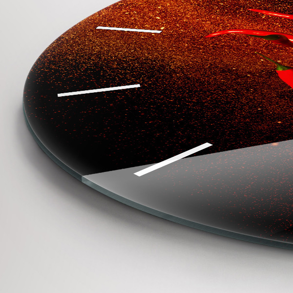 hodiny na skle Chilli papričky