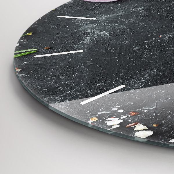 hodiny na skle Zelenina na stole