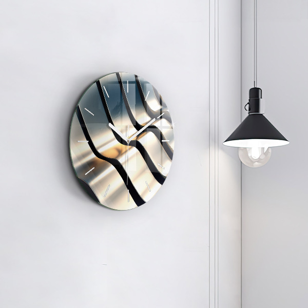 hodiny na skle Stříbrný vzor