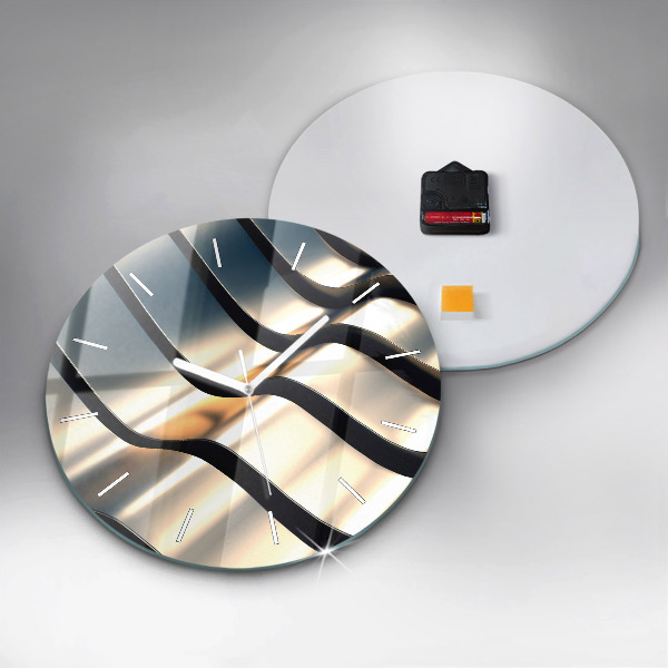 hodiny na skle Stříbrný vzor