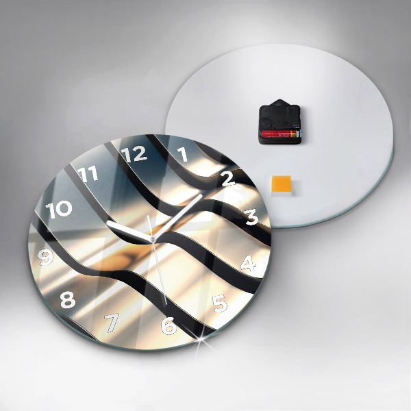 hodiny na skle Stříbrný vzor