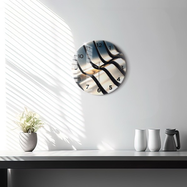 hodiny na skle Stříbrný vzor