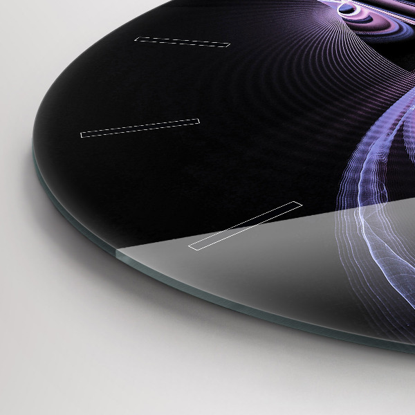 hodiny na skle Fialová abstrakce