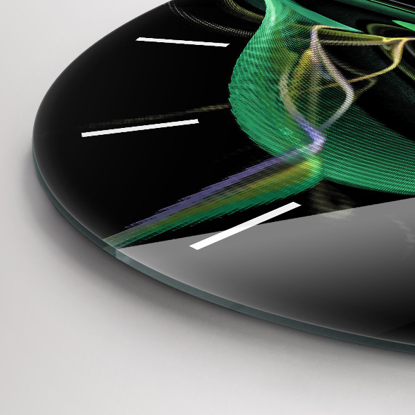 hodiny na skle Zelená abstrakce