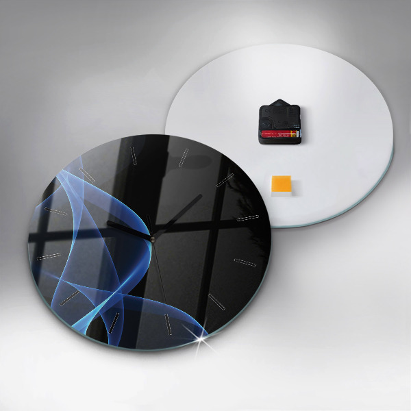 hodiny na skle Modré linie