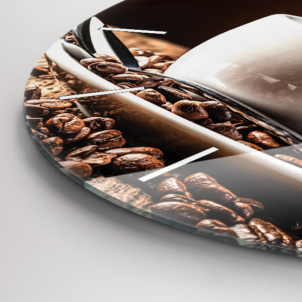 hodiny na skle Šálek kávy