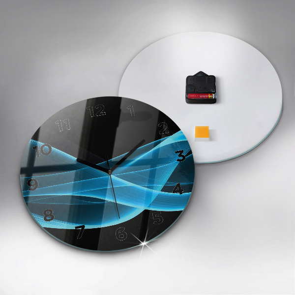 hodiny na skle Modrá abstrakce