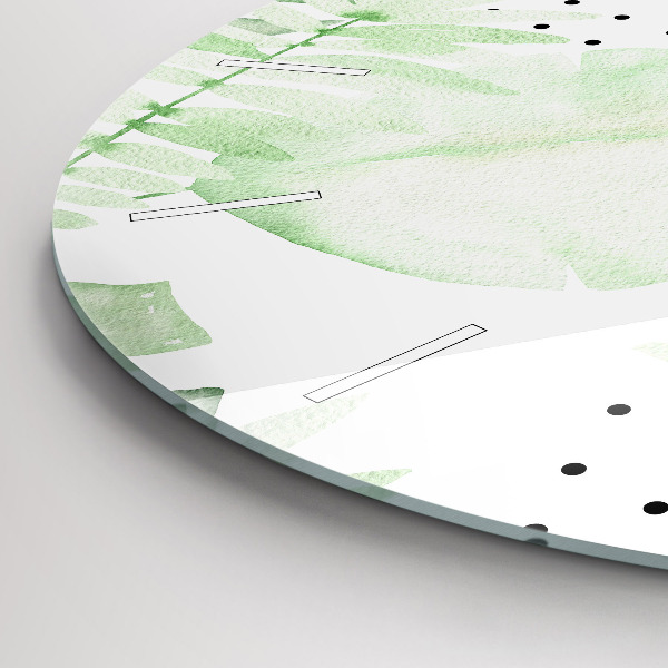 hodiny na skle Zelené listy