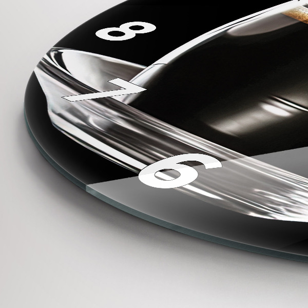 hodiny na skle Černá káva