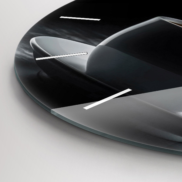 hodiny na skle Šálek černé kávy