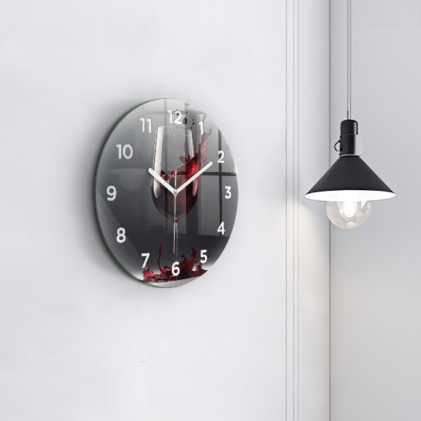 hodiny na skle Lampa s červeným vínem