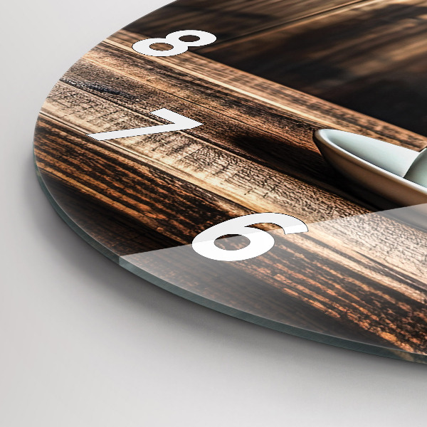 hodiny na skle Šálek kávy