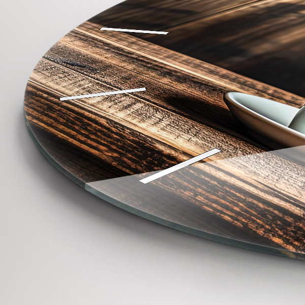 hodiny na skle Šálek kávy