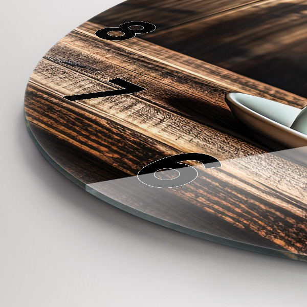 hodiny na skle Šálek kávy