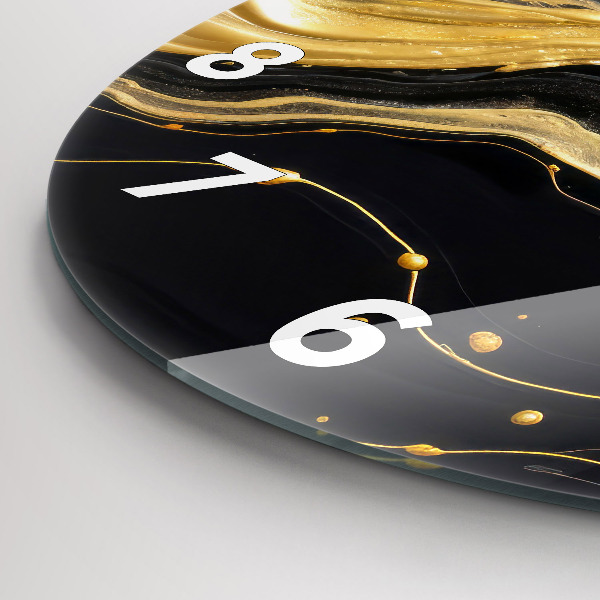 hodiny na skle Zlatý mramor