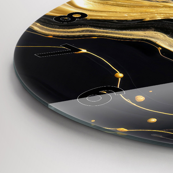 hodiny na skle Zlatý mramor