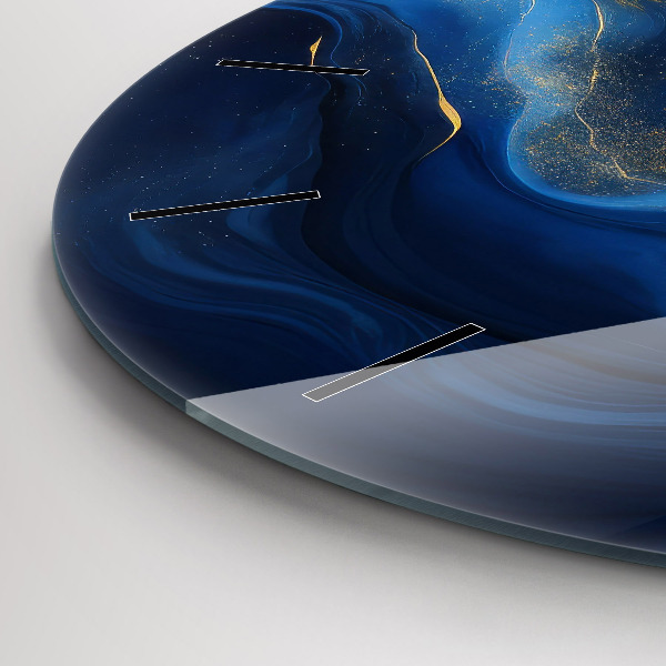 hodiny na skle Modrý mramor