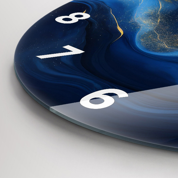 hodiny na skle Modrý mramor