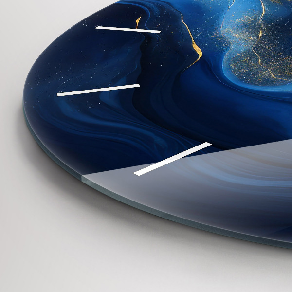 hodiny na skle Modrý mramor