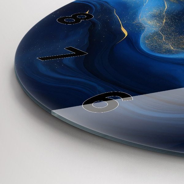 hodiny na skle Modrý mramor