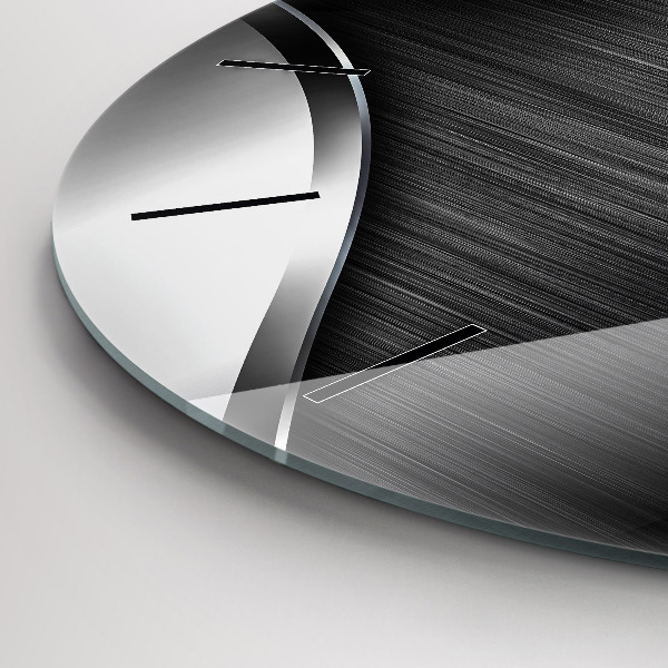 hodiny na skle Černé a stříbrné linie