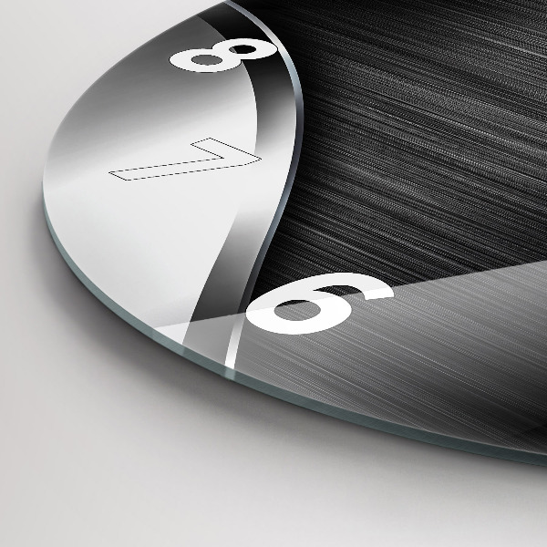 hodiny na skle Černé a stříbrné linie