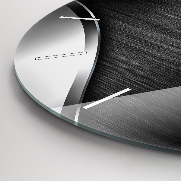 hodiny na skle Černé a stříbrné linie